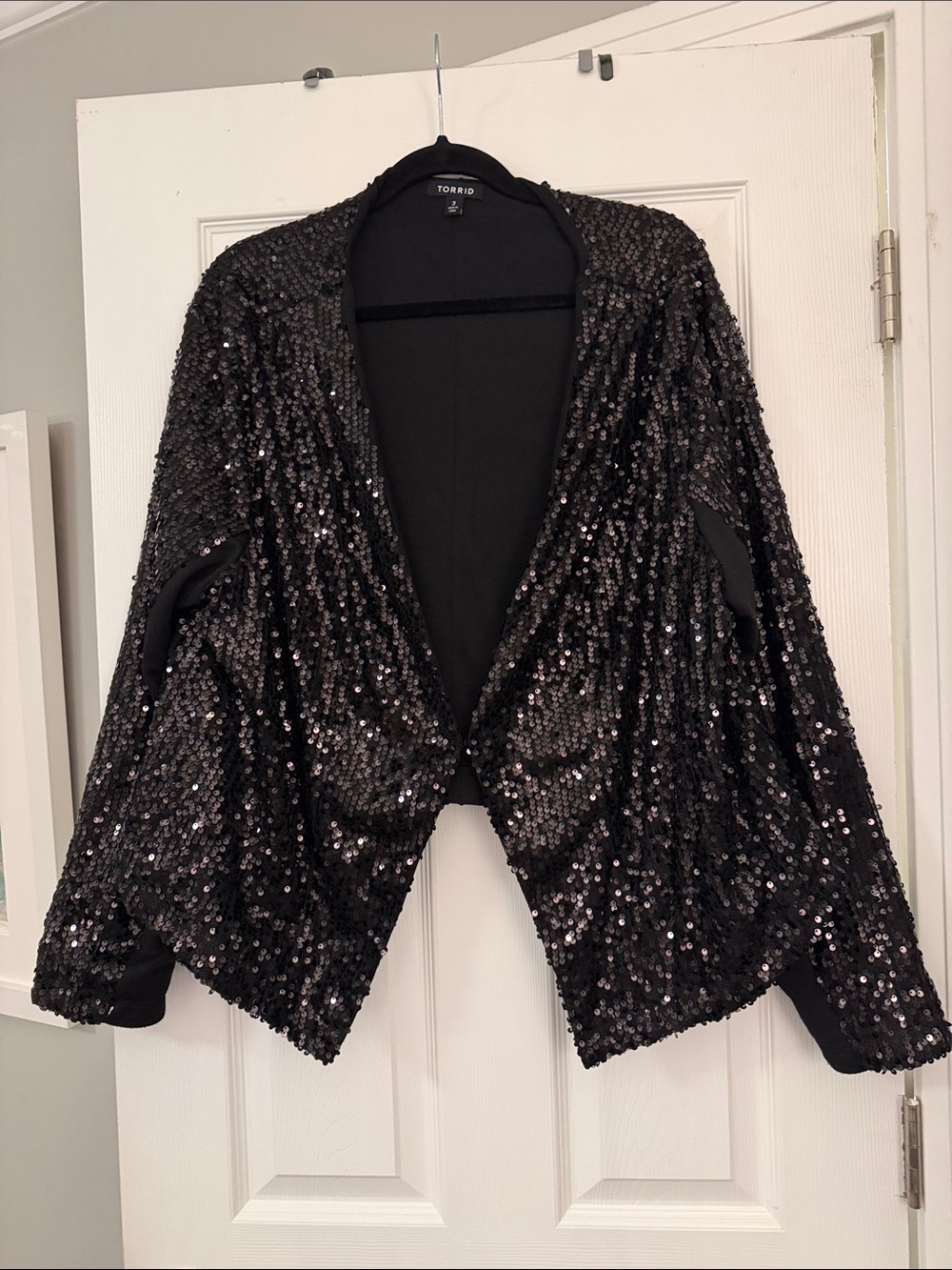 torrid Black Sequin Open-Front Blazer
